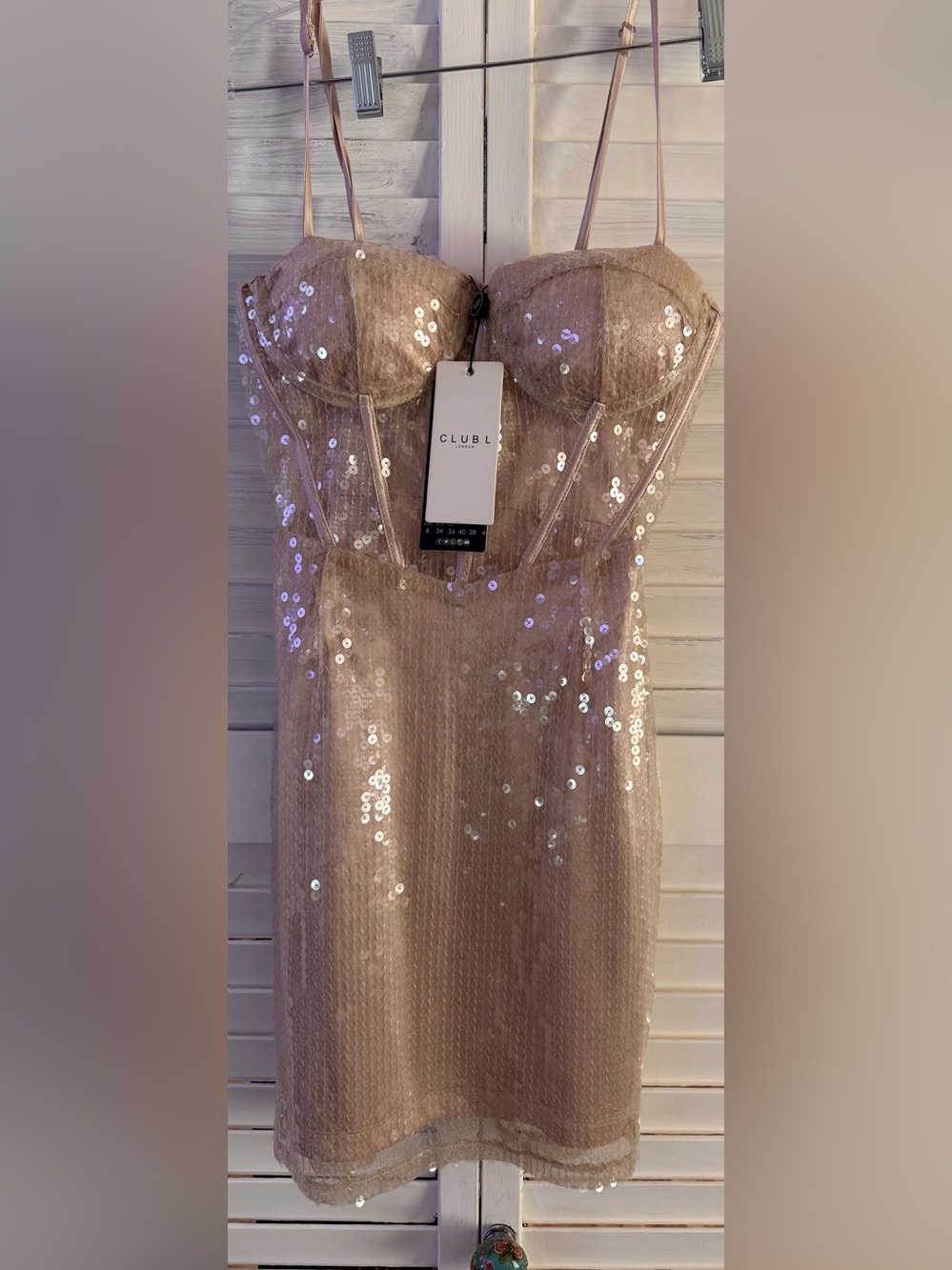 Club L London Iridescent Sequin Mini Dress in Gold